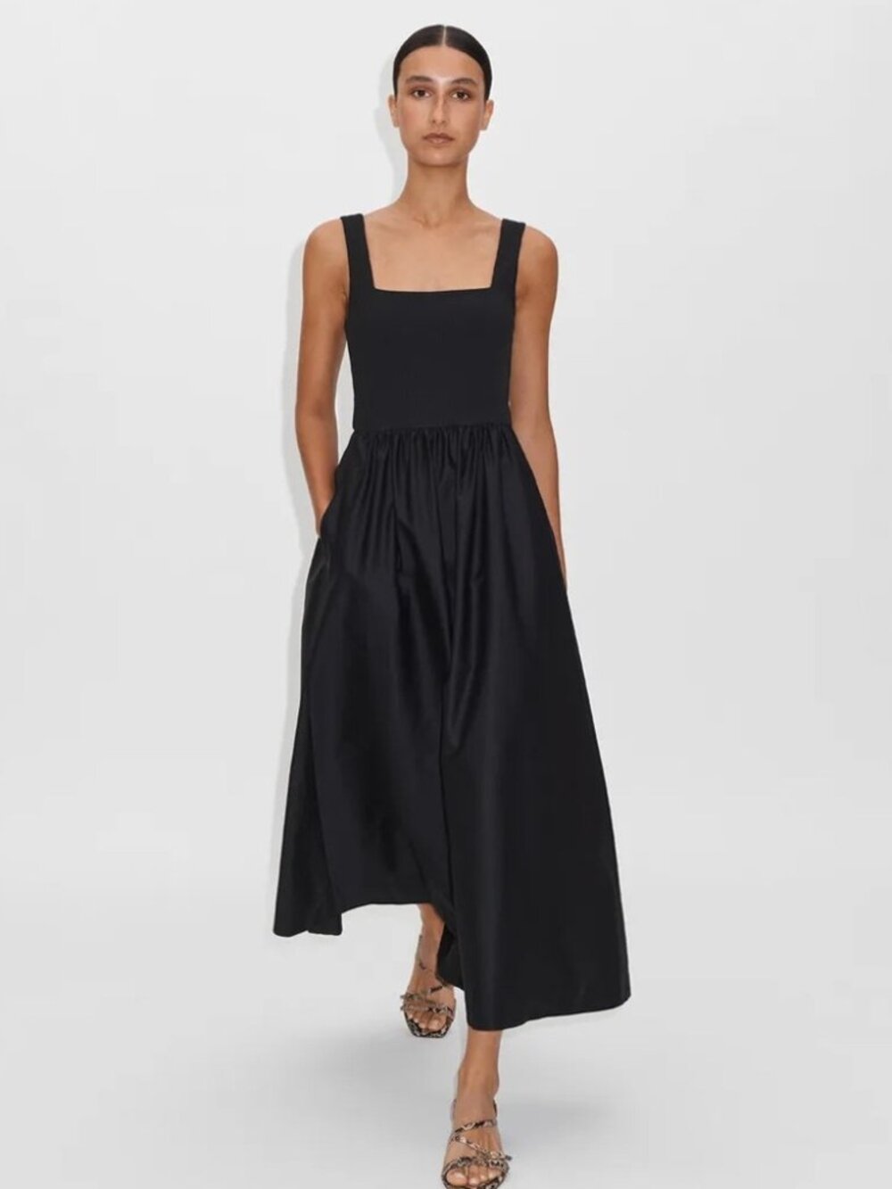 ME+EM Black Square-Neck Midi Dress - Picture 8 of 9